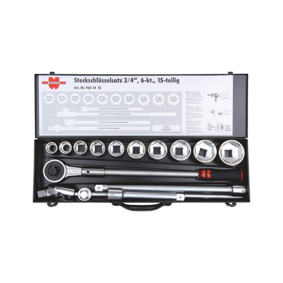 CJTO. LLAVE TUBULAR 3/4. 15 PCS