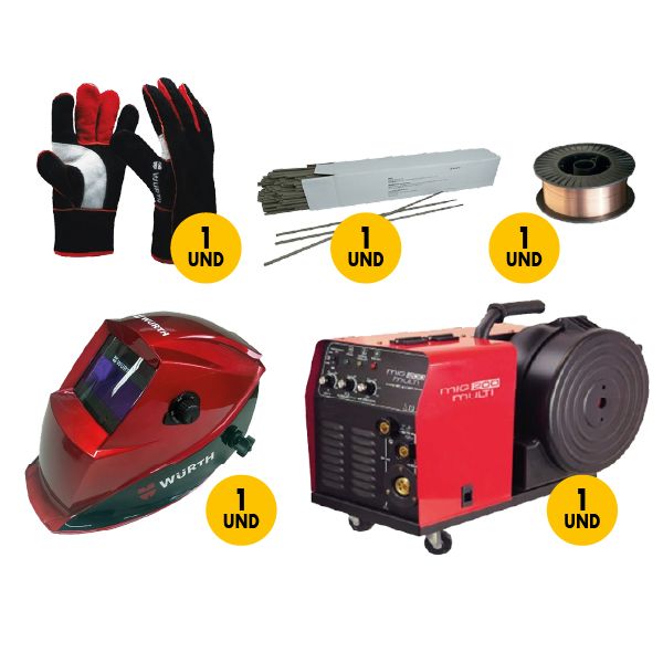 KIT MIG 200 + CARETA + GUANTES + SOLDADURA
