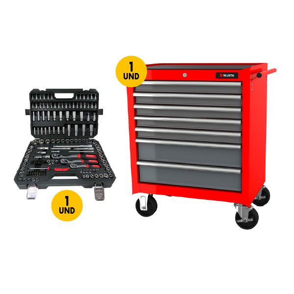 KIT CARRO TALLER 7 CAJONES + SET REDSTRIPE 154 PCS
